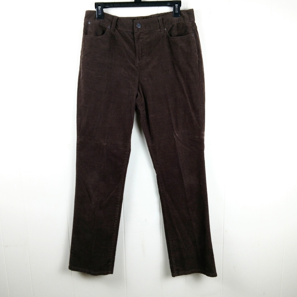 Talbots Chocolate Brown Corduroy Trousers Size 10 Petite
